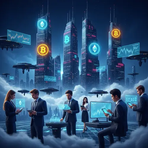 Futuristic Digital Currency Landscape