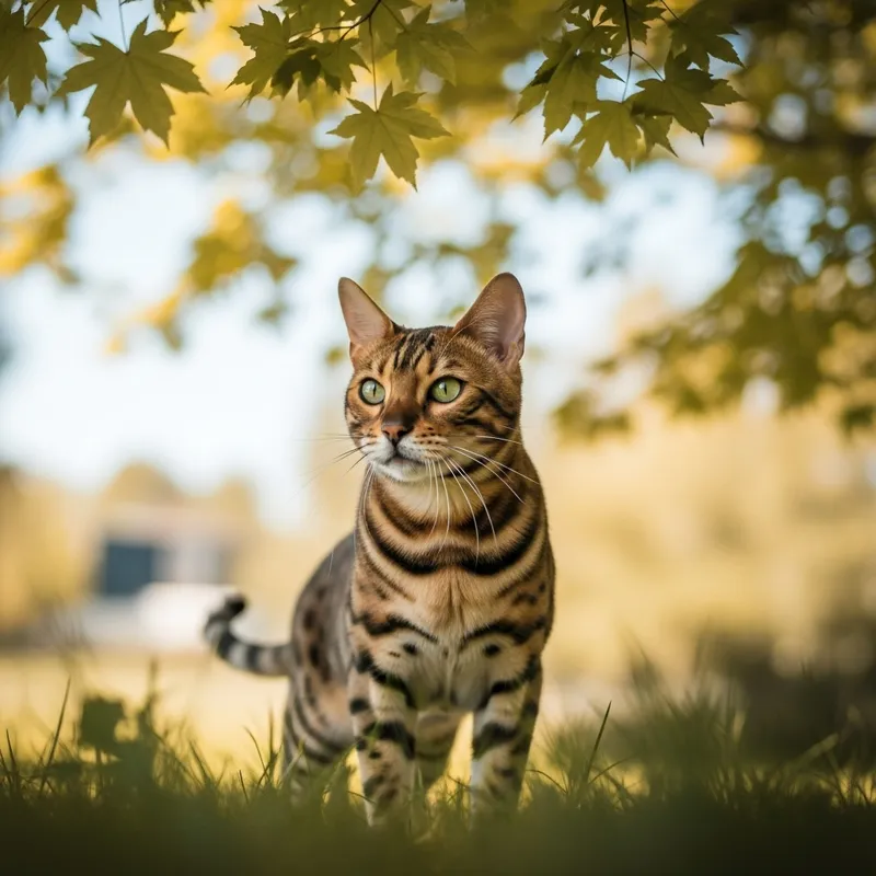 Beautiful Bengal Cat in Enchanting Forest