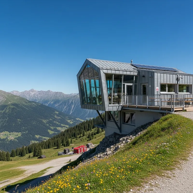 Modern Glass Mountain Hut in Scenic Landscape