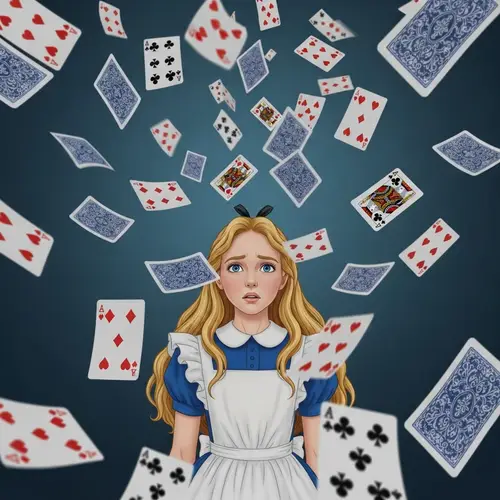Alice's Encounter with a Swarm of Playing Cards