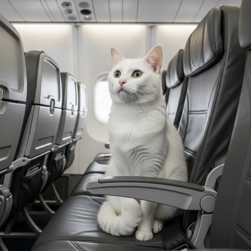 White Cat on Plane | Comfortable Journey Experience