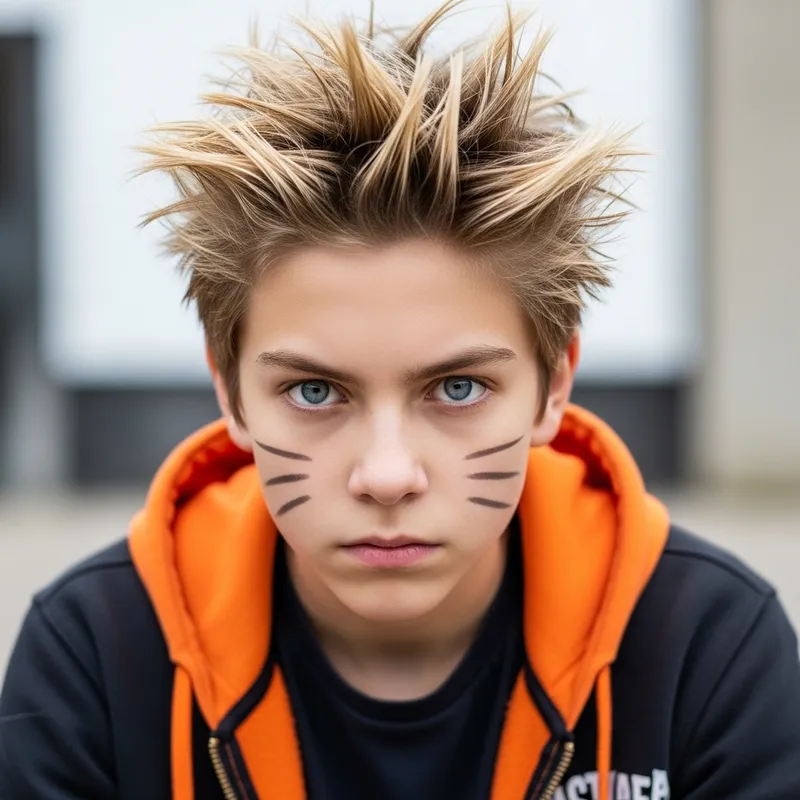 Naruto Uzumaki, 18: Energetic Teen with Spiky Blonde Hair