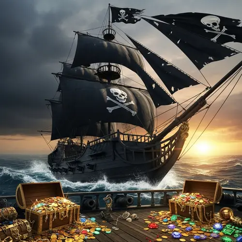 Black Pirate Ship | Treasure Laden Vessel