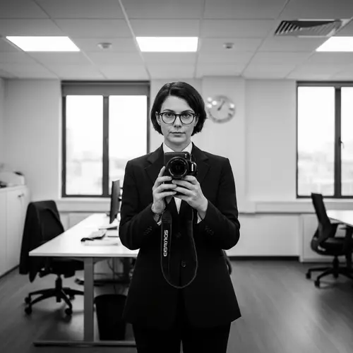 Modern Office Self-Portrait inspired by Richard Avedon Photography