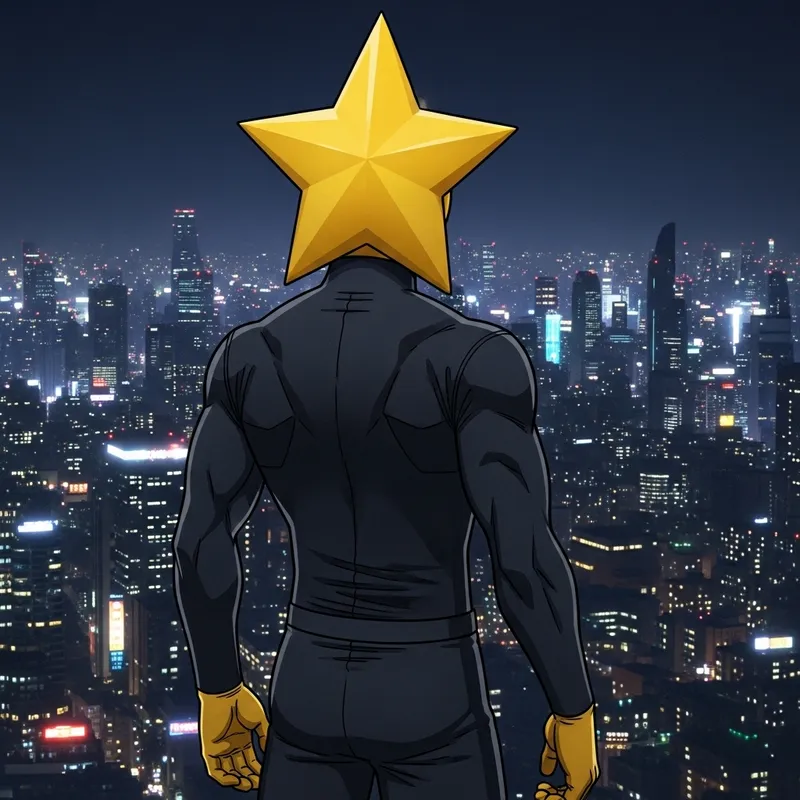 Cartoon-Style Webtoon & Manhwa Character in Night City Scene