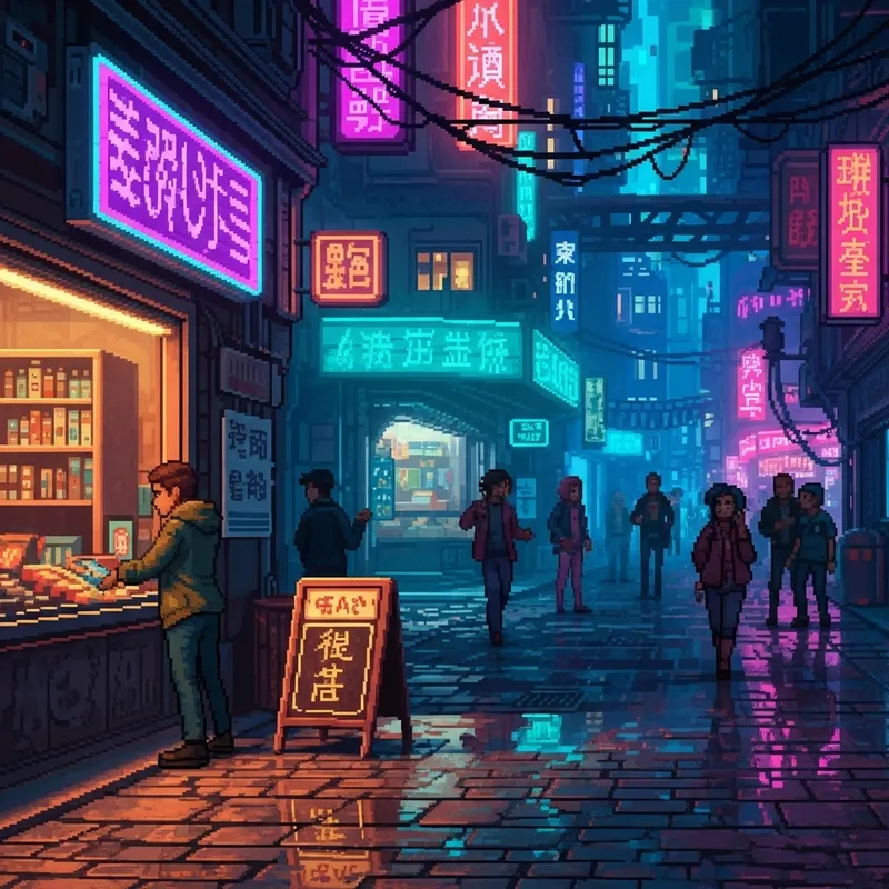 Pixel Art Cyberpunk City: Neon Nights & Stories