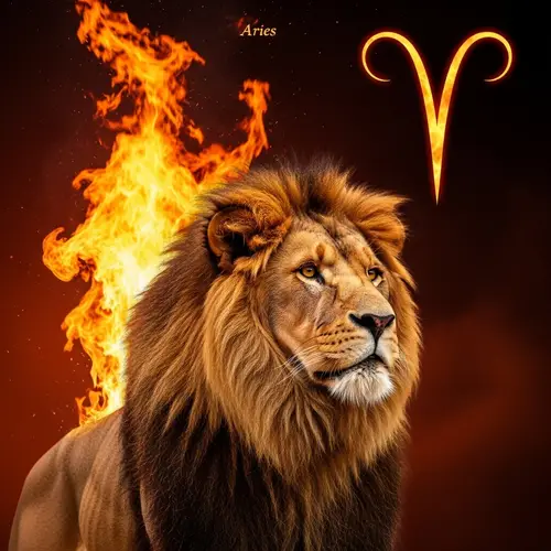 Powerful Lion: Embodying Aries Boldness & Courage