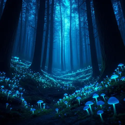 Magical Forest Night Glow | Neon Fantasy Landscape