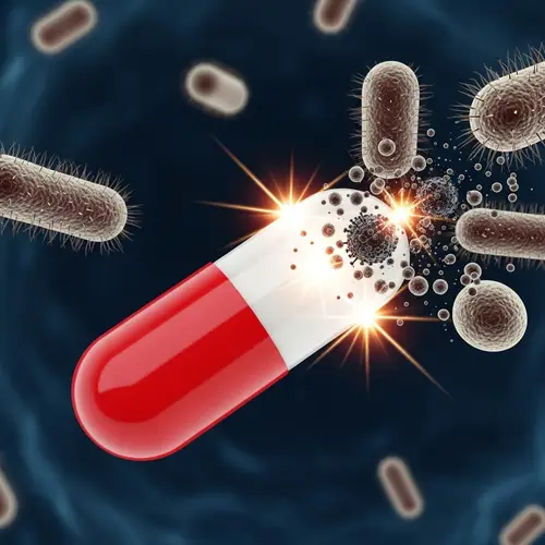 Heroic Microscopic Battle: Red & White Capsule vs. Menacing Bacteria