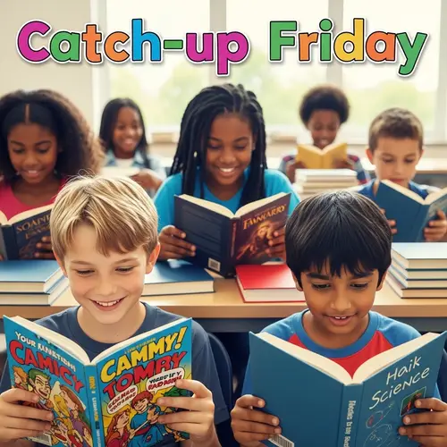 Catch-up Friday: Lively Young Students Engrossed in Books
