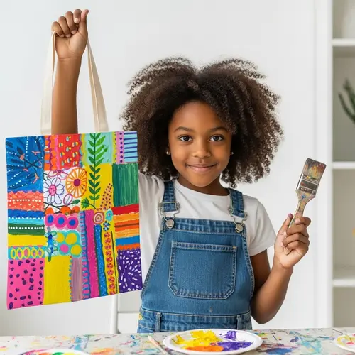 Creative Black Girl Painting Tote Bag - Contentment and Concentration