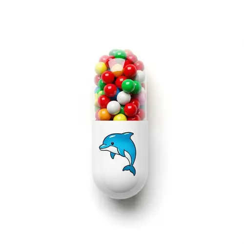 Colorful Empty Gelatine Capsule with Dolphin Design