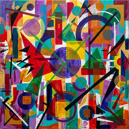 Vibrant Abstract Geometric Artwork with Chaotic Harmony
