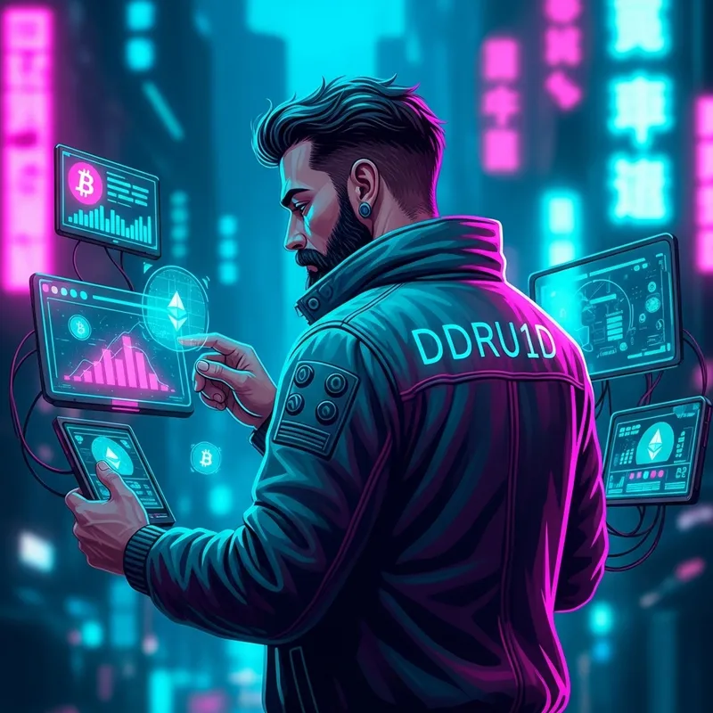 Cyberpunk Guy with Beard in Crypto World | DDRU1D Code