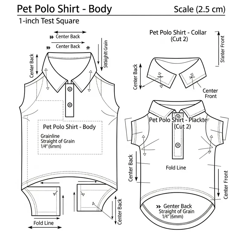 Realistic Extra Small Pet Clothes Polo Design Template