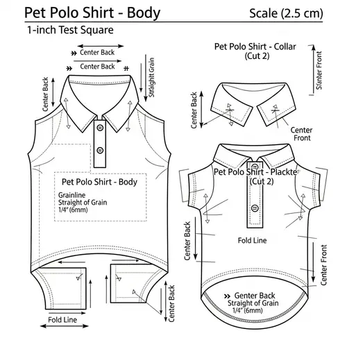 Printable Extra Small Pet Clothes Polo Design Template