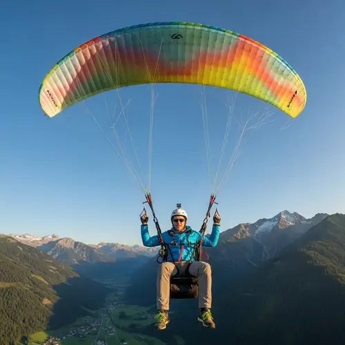 Thrilling Paragliding Journey with a Robust Caucasian Man
