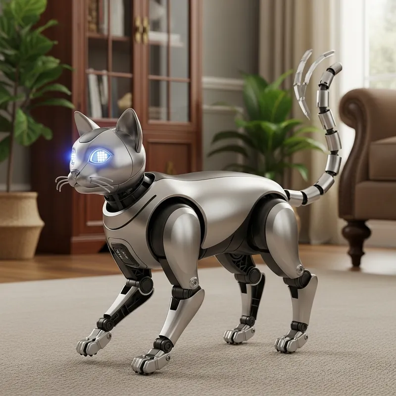 Robotic Cat: Lifelike LED-Eyed Feline