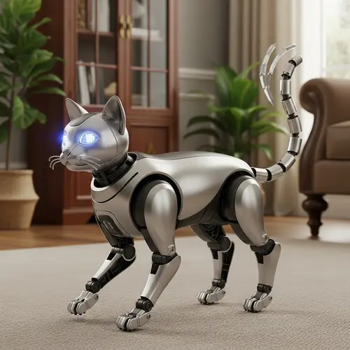 Robotic Cat: Realistic LED-Eyed Feline Companion