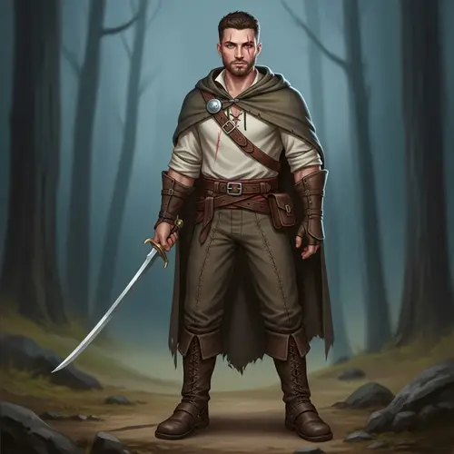 Mysterious Male Outlaw with Blue Eyes - Fantasy Character