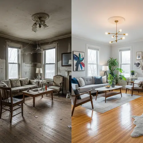 Before and After Room Reconstruction Transformation