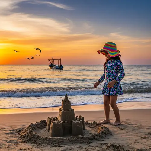 A Girl at the Beach: Summer Evening Bliss