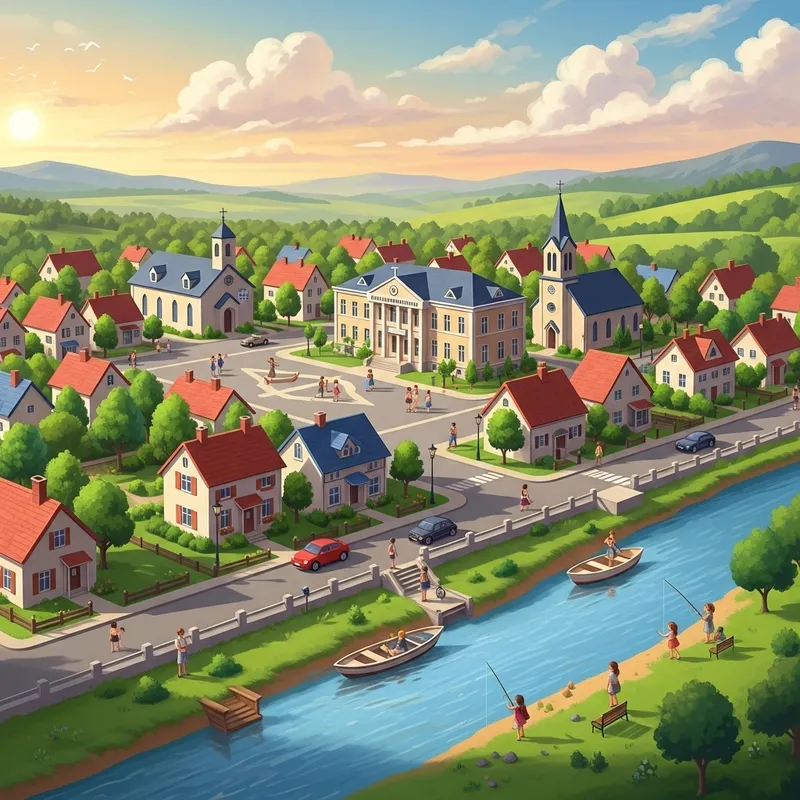 Tranquil Small Town Life and Community Spirit