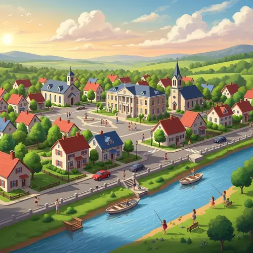 Tranquil Small Town Life and Community Spirit