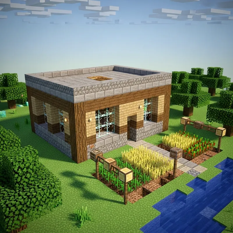 Charming Minecraft House Design with Pixelated Gardens