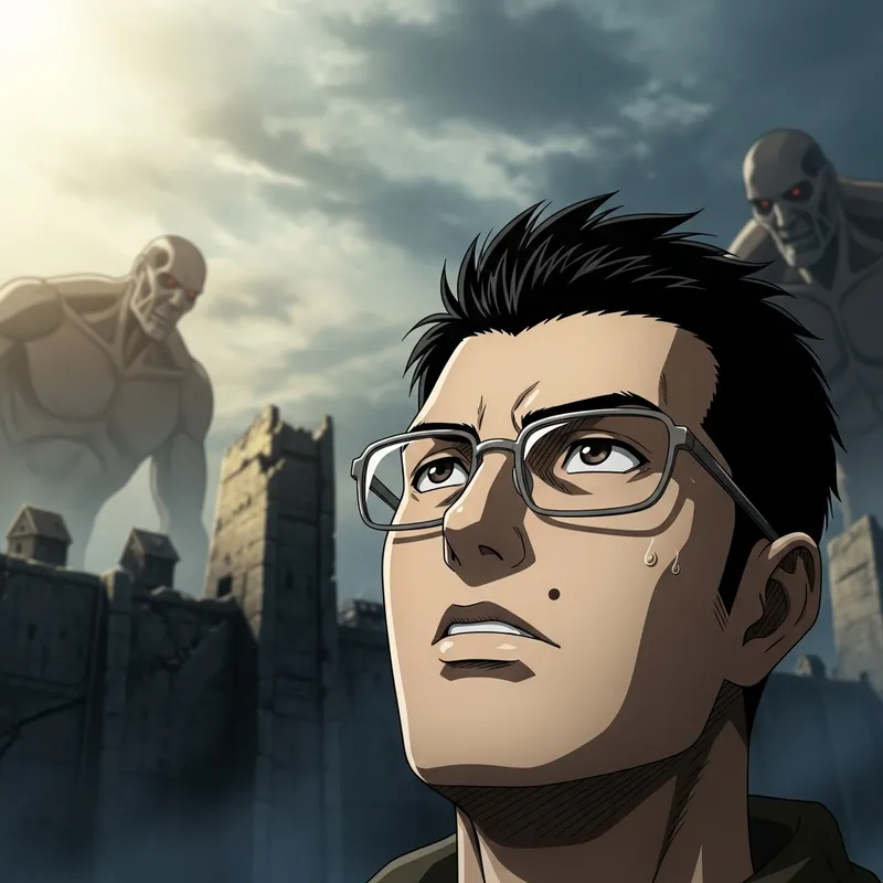 Anime-Inspired Portrait of a 35-Year-Old Man with Unique Features