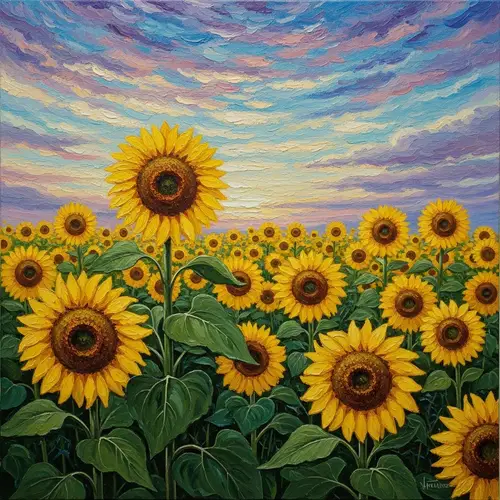 Impressionist Sunflower Field Painting: Capturing Nature's Beauty