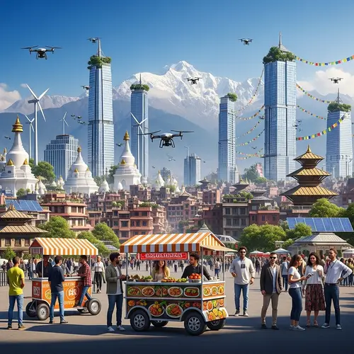Futuristic Kathmandu: Skyscrapers, Technology, and Himalayan Backdrop