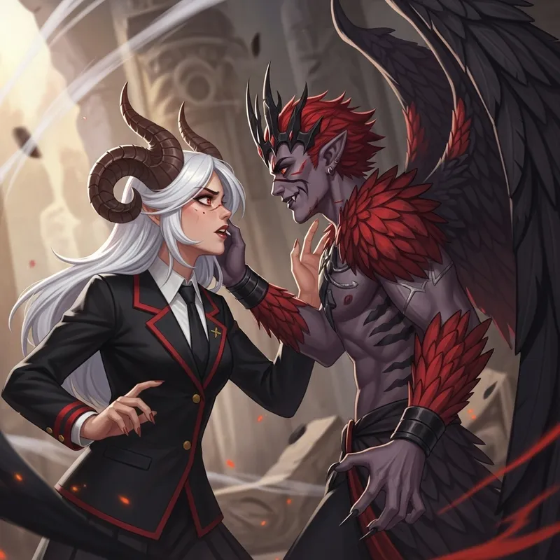 Mystical Scene: Cordial Charlie & Intimidating Lucifer - Demon Form