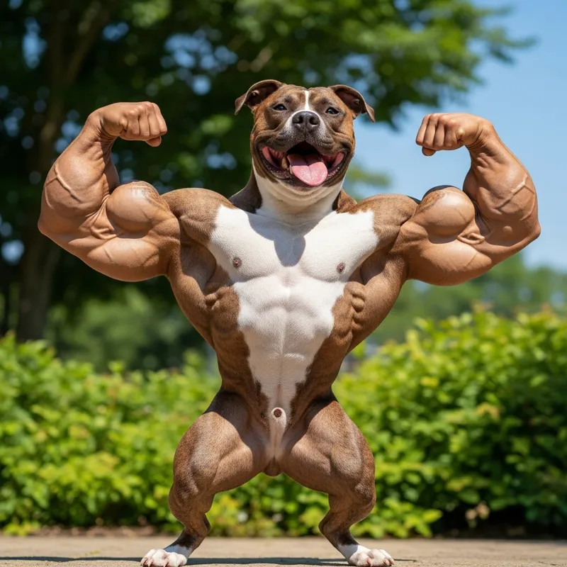 Muscular Dog with Biceps: A Cartoon Hero