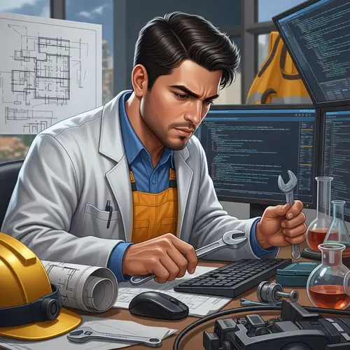 Jose Antonio - Hispanic Male Working with Intense Concentration