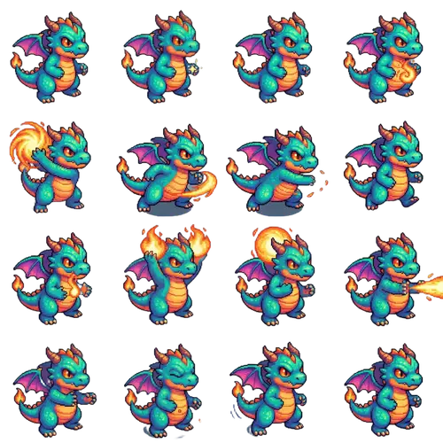 Playful Baby Dragon in Retro Isometric RPG