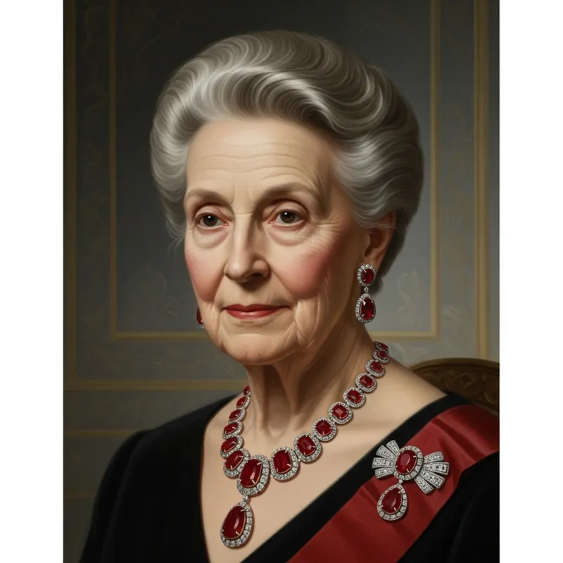 Queen Elizabeth Ruby Parure Portrait | Royal Elegance