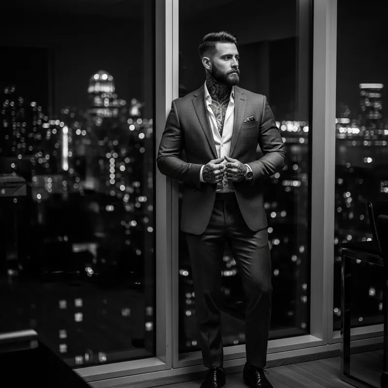 Charismatic Italian Man: Tales in Tattoos - Tailored Italian Noir