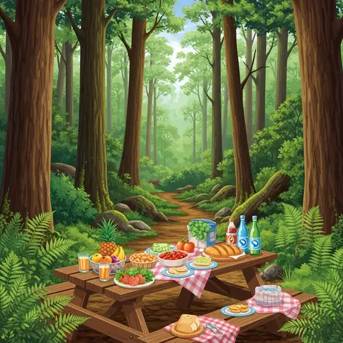 Tranquil Forest Picnic with Fresh Meals | Nature Delight