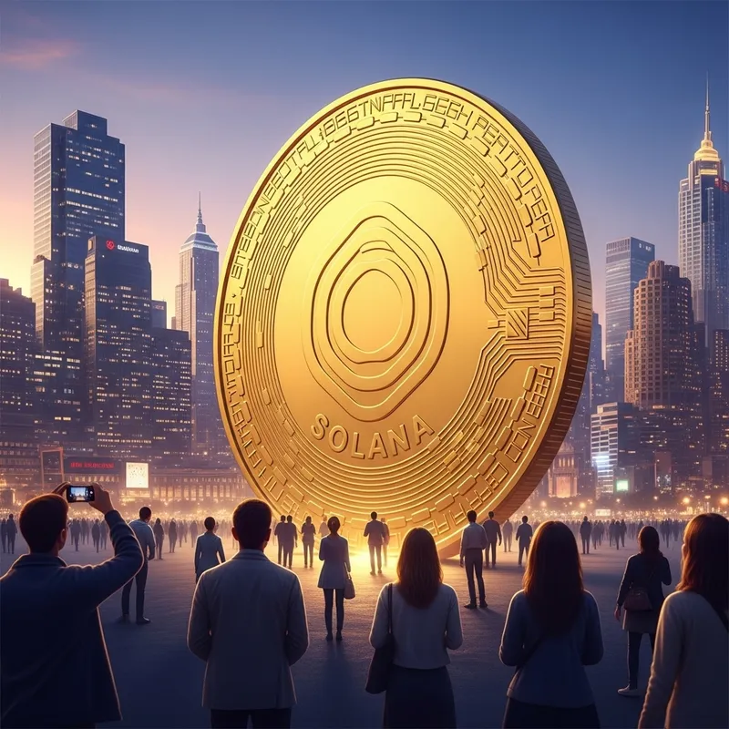 Solana Coin Takeover in a Dazzling Cityscape