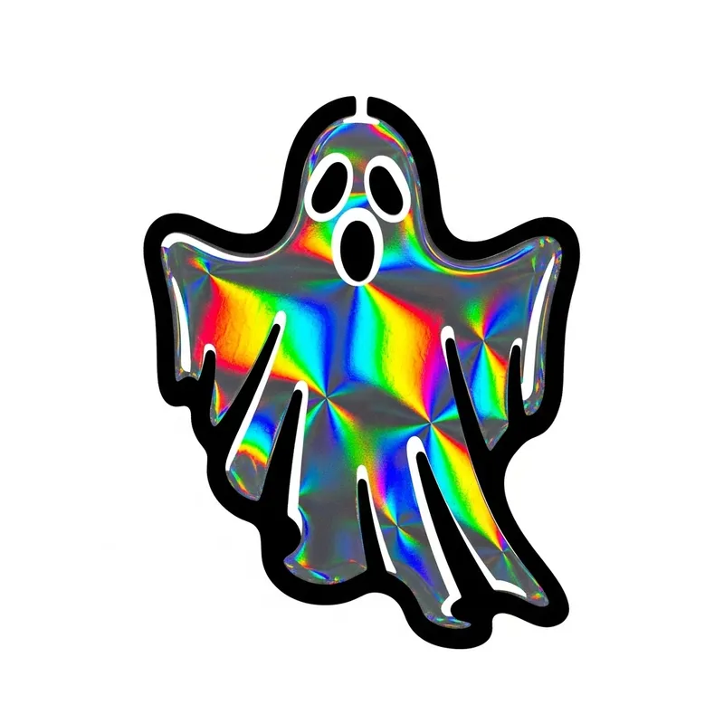 Ethereal Ghost Stencil: Vibrant Holographic Imagery