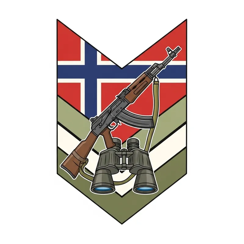 Rectangular Chevron with Flag Design, AK-74 Rifle & Binoculars Image