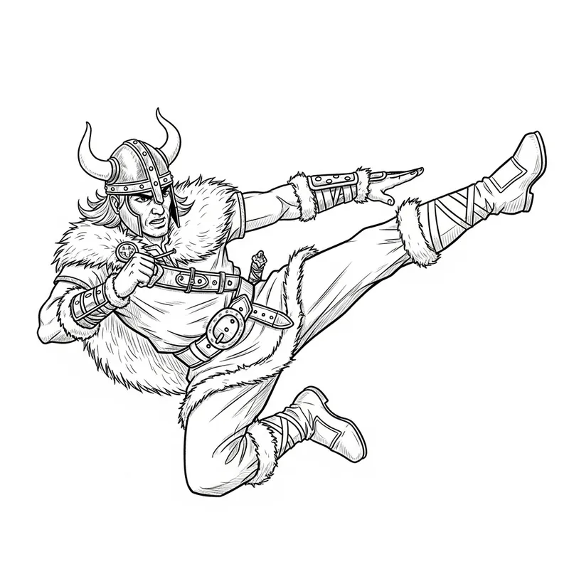 Viking Warrior Sidekick Sketch | Dynamic Black and White Art
