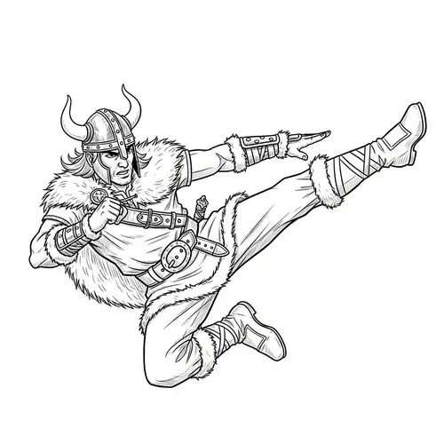 Viking Flying Sidekick Sketch | Dynamic and Fierce Warrior Art