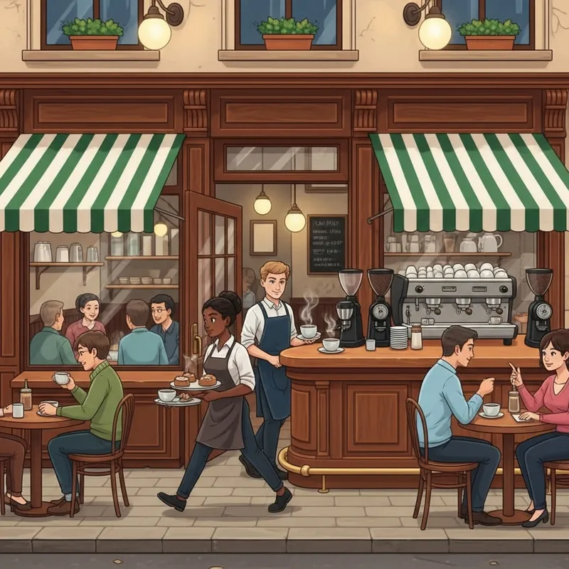 Charming Rustic Cafe on City Street Charming Rustic Cafe on City Street