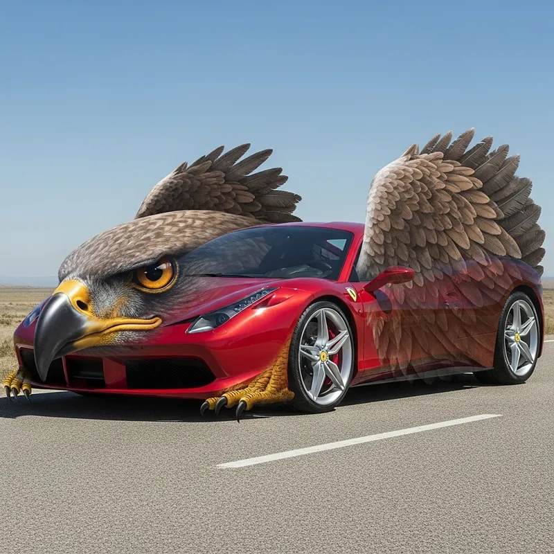 Hawk-Inspired Sports Car with Ferrari Aesthetic Features Hawk-Inspired Sports Car with Ferrari Aesthetic Features