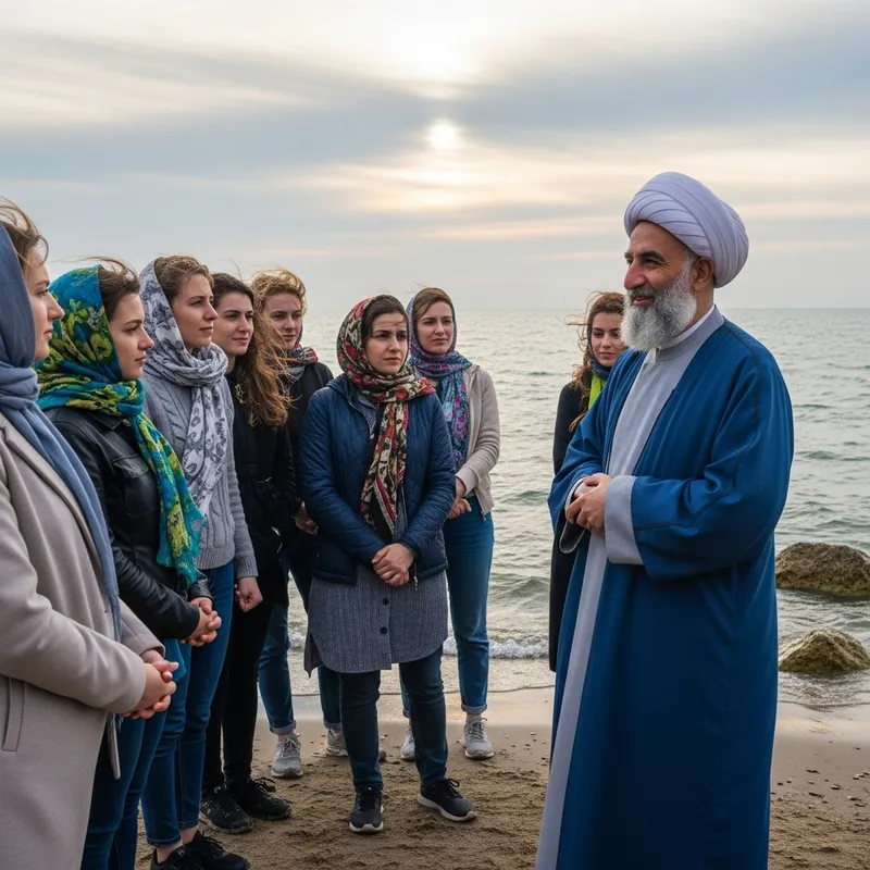 Shiite Cleric in Blue Robe by Caspian Sea Guides Women