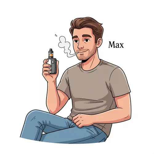Max Enjoys Vaping: Casual Caucasian Man with Vape