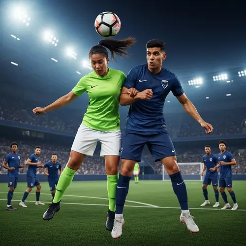 Intense Soccer Match: South Asian Woman vs. Hispanic Man