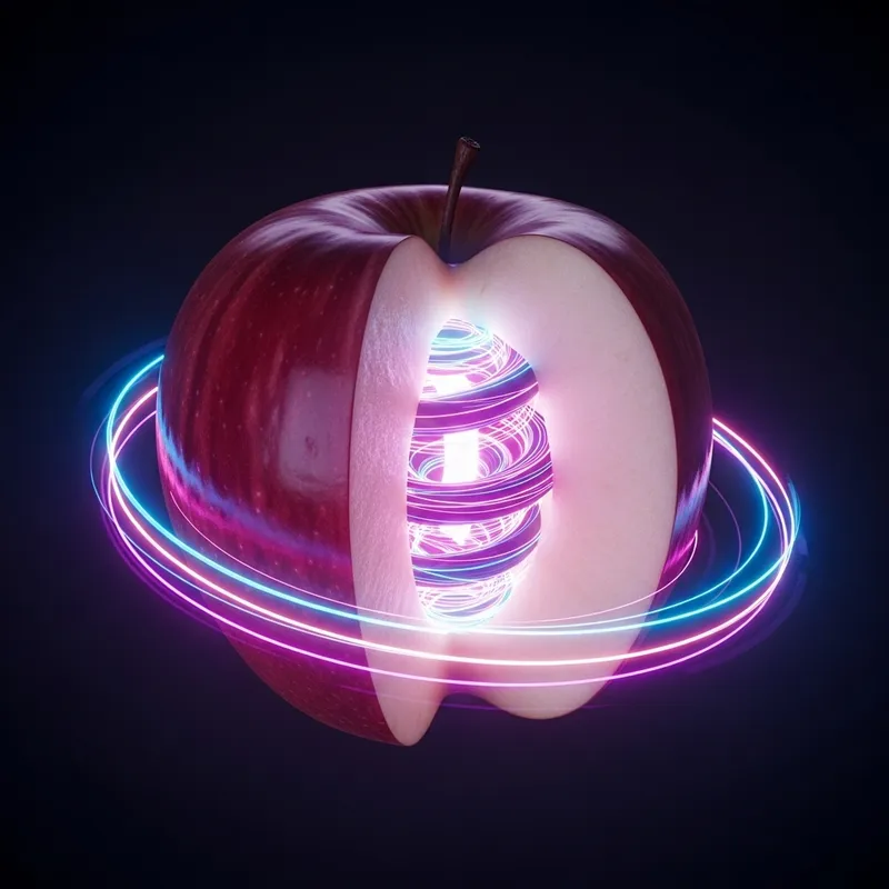 Electromagnetic Apple: Surreal Sci-Fi Art